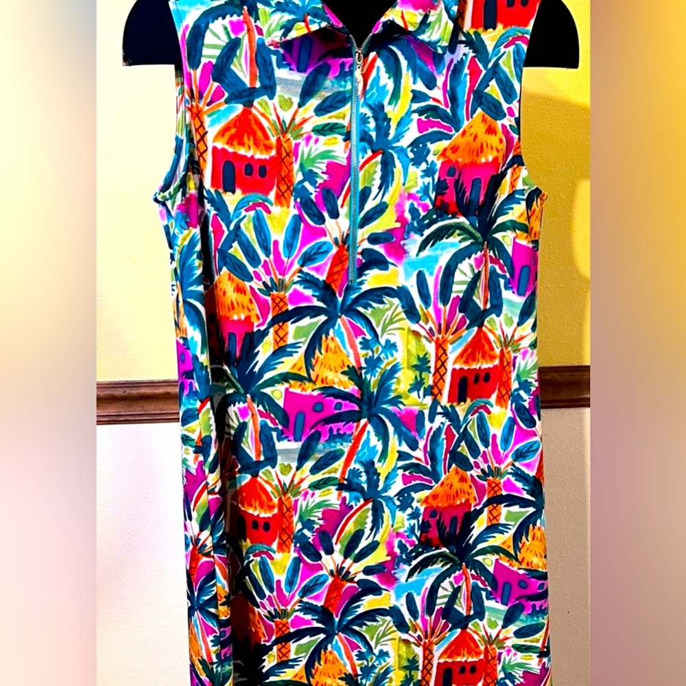 EUC Pappagallo Vibrant Tropical Print Dress